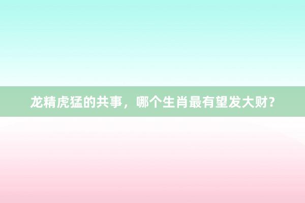 龙精虎猛的共事，哪个生肖最有望发大财？