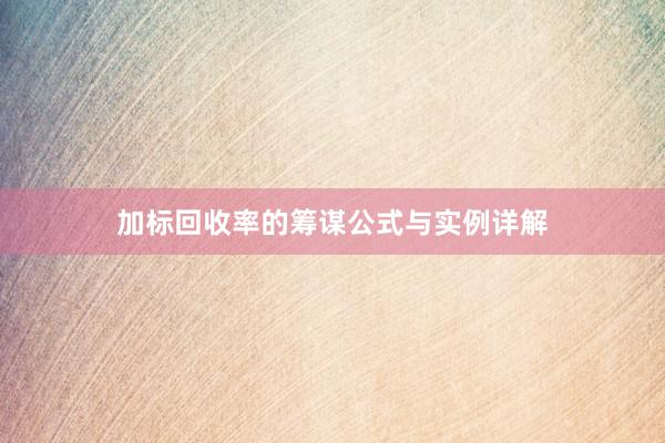 加标回收率的筹谋公式与实例详解