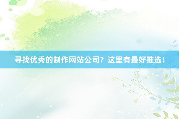 寻找优秀的制作网站公司？这里有最好推选！